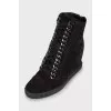 Suede wedge heel boots 
