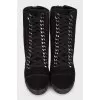 Suede wedge heel boots 
