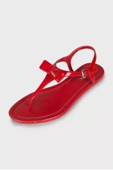 Leather sandals with bow