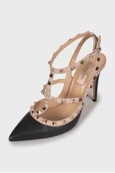Rockstud leather shoes