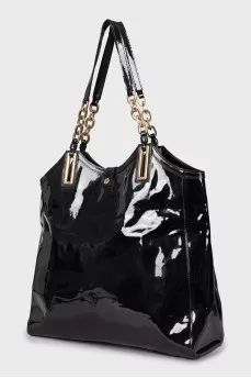 Patent bag with appliqué