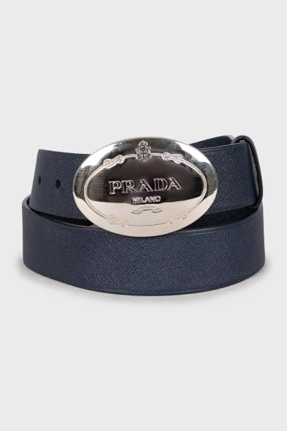 Navy blue leather belt