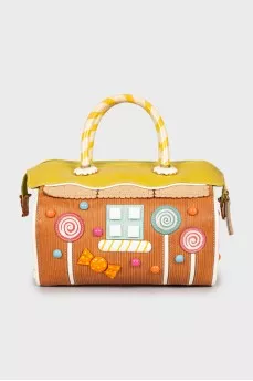 Leather bag decorated with appliqué