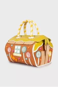 Leather bag decorated with appliqué