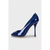 Blue peep toe shoes