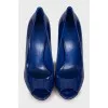 Blue peep toe shoes