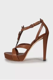 Brown high heel sandals