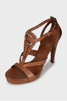 Brown high heel sandals
