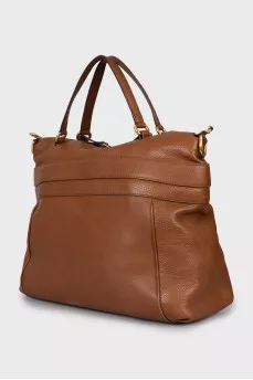Brown bag with gold hardware