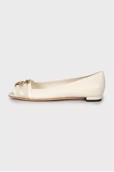 Embossed leather flats