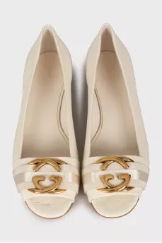 Embossed leather flats
