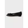 Suede ballet flats with golden logo