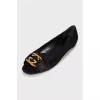 Suede ballet flats with golden logo