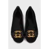 Suede ballet flats with golden logo