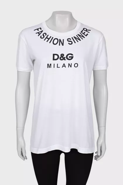 White T-shirt with brand logo