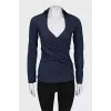 Blue blouse with drape
