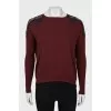 Burgundy sweater with lace
