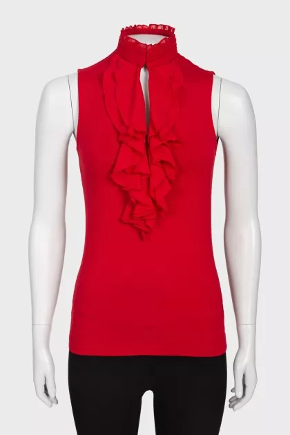 Red ruffled top