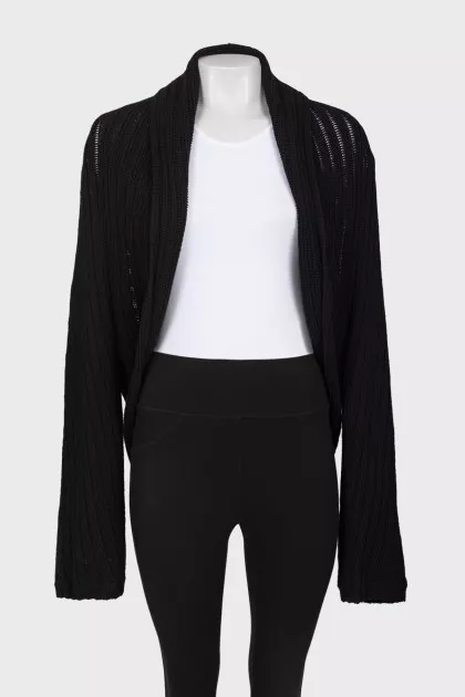 Black rib knit cardigan