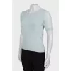 Blue top with translucent sleeves