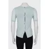 Blue top with translucent sleeves