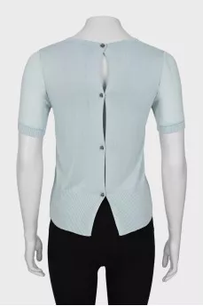 Blue top with translucent sleeves