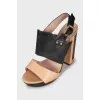 Two-tone leather sandals