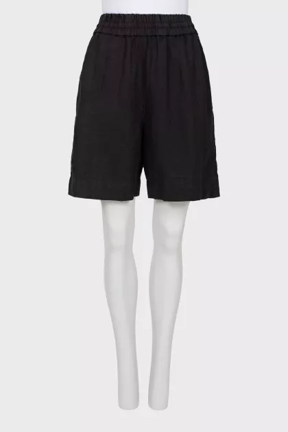 Black linen shorts