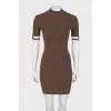 Short sleeve brown mini dress