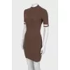 Short sleeve brown mini dress