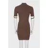 Short sleeve brown mini dress