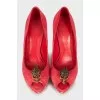 Decorated suede shoes
