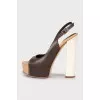 Mixed leather sandals