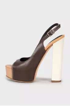 Mixed leather sandals