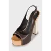 Mixed leather sandals