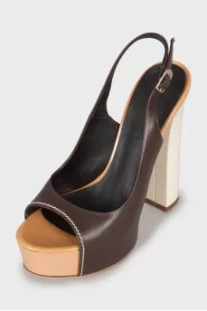 Mixed leather sandals