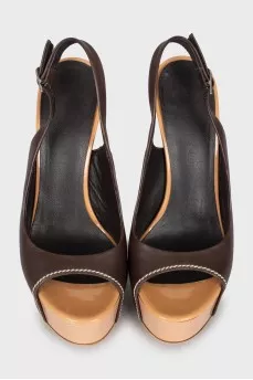 Mixed leather sandals