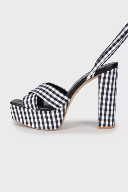 Textile sandals in check print