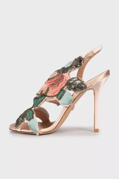 Sandals decorated with beads and sequins
