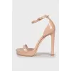 Beige patent leather sandals