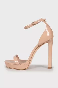 Beige patent leather sandals