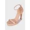Beige patent leather sandals