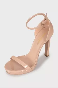 Beige patent leather sandals