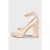 Suede block heel pumps