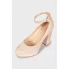 Suede block heel pumps