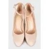 Suede block heel pumps