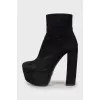 Suede high heel ankle boots