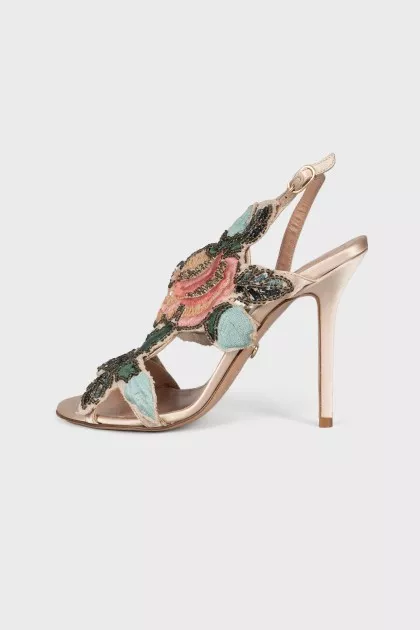 Sandals decorated with embroidery and beads