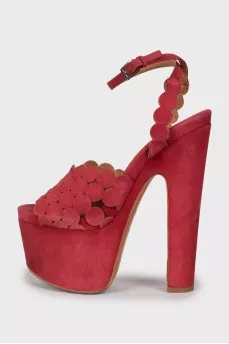 Red suede sandals