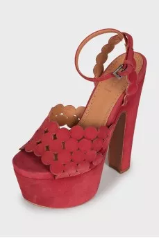 Red suede sandals